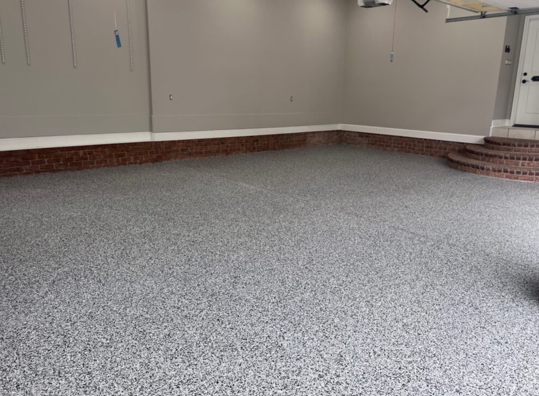 Finished garage floor coating